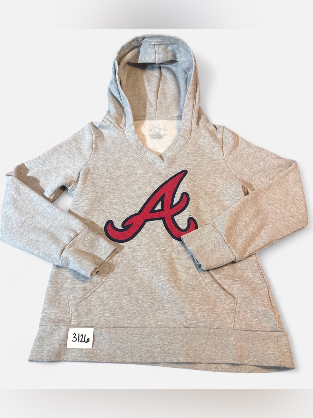 Fanatics Gray Hoodie with Red Atlanta 'A' Logo